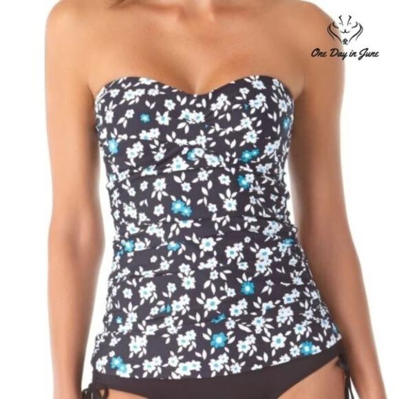 Anne Cole Twist Front Bandeau Tankini Top Size XS - Picture 1 of 3